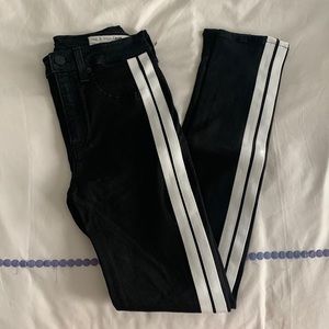 Rag & Bone High Rise Skinny Jeans w White Leather Stripe